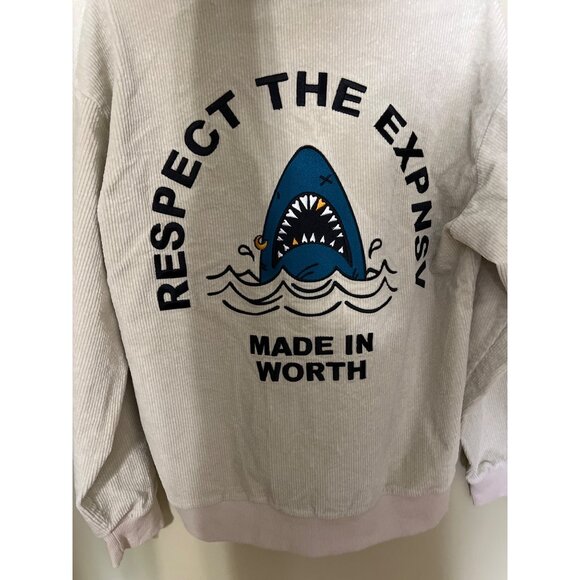 Wild Expensive Clothing Respect The Expnsv Beige Corduroy Hoodie S Beach Boho Gr - Picture 7 of 10